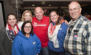 Rep. Pete Schwartzkopf stands with his DSEA supporters (l-r) Tabitha Cortijo, Heather Fetz, Wendy Cannon, Lacey Brown and John Dean.