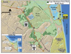 The area on this map marked Wolfe Neck may become publicly accessible trails in the near future. SOURCE: CAPE HENLOPEN STATE PARK