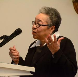 The Rev. Yvonne Brunson starts out her message by saying, “We are here to celebrate what God has done in our lives.”