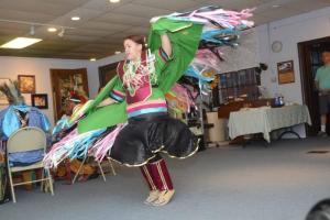 Cheyenne Wright spins and twirls during her Fancy Shawl Dance. GMAL
