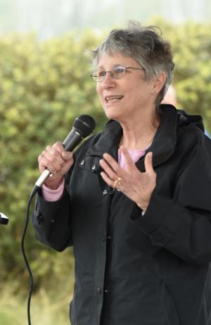 Joan Mansperger explains the importance of science during her time at the mic. NICK ROTH PHOTO