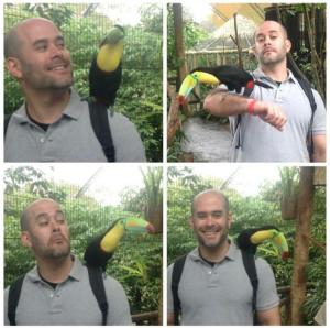 Greg Berman has a little fun with a tropical bird when he took students to Costa Rica in 2013. SUBMITTED PHOTO