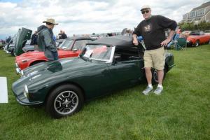 Bill Tattersall from Frankford stands with his all fiberglass, very rare 1963 Elva Courier MKIV. British Car Show
