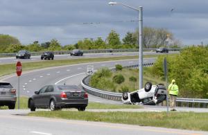 Traffic was being diverted onto Nassau Road following the first crash. NICK ROTH PHOTO