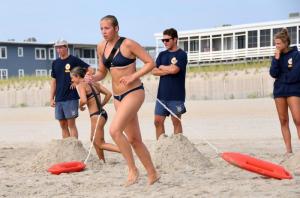 Cape rising junior Maddie McGreevy rounds the mound in the buoy charge competition.