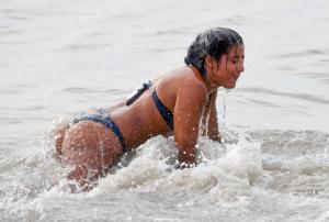 Ellie Jogani competes in the line charge competition.