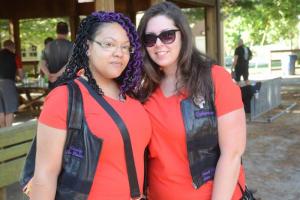 Happy to be supporting the walk are Rendina Moura, left, and Sarah Tabbia. AIDS Walk