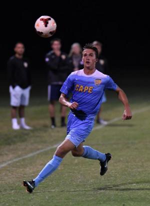Vikings senior Aidan Spoor tracks down a high ball.