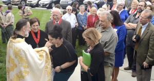 Congregants enter the newly blessed wing.