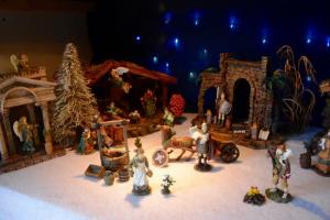 The Bethlehem village scene has a prominent spot in the Edwards' display.