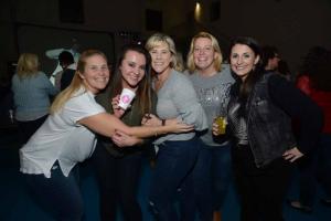Friends from Sussex County gather for a photo on the dance floor. Shown are (l-r) Susan Barto, Nina Martinez, Sharon Slater, Jeanne Blakeslee and Ashley Paugh. Shrimp Fest