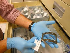 A shoe buckle from the Roosevelt Inlet shipwreck.