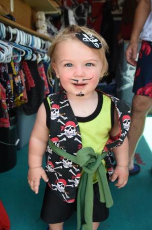Liam Marshall, 14 months, of Culpepper, Va., is ready to board the boat.
