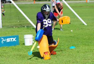 Samantha Bartos makes a save during a goalkeeper drill.