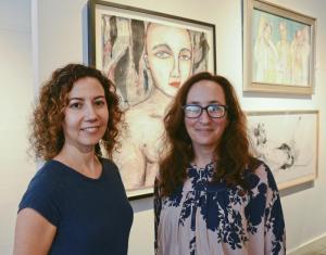 Awards judge Margaret Winslow, left, with Sara Ganter, chief operating officer.