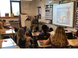 Lori Lugos, U.S. Army, visits Alfredo Rodriguez’s third-grade class. SUBMITTED PHOTO