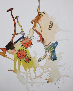 “Cover Your Mouth!”16 x 20 Dogfish Head World Wide Stout. This is available on her website.