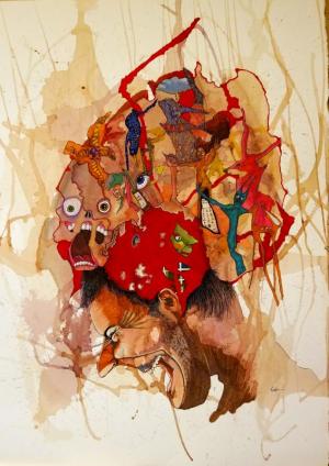 "Tell Me About Yourself" came from a series called Barflies that Kim Klabe did in 2019, which featured faces of typical people seen in bars, along with summaries of their individual personalities.