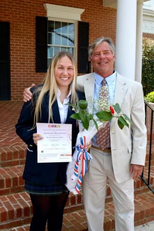Due to safety protocols, families were unable to attend the ceremony, but one senior was allowed a guest. NAHS inductee Ava Gerachis, left, is shown with her uncle George Zaiser, who is the Worcester Prep Middle/Upper School art teacher and NAHS sponsor.