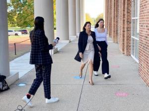State Auditor Kathy McGuiness, left, appears at Delaware Superior Court in Dover Oct. 19, flanked by her daughter, Saylar, for sentencing on misdemeanor misconduct and conflict of interest charges. RYAN MAVITY PHOTO