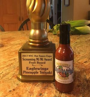 Rick and Cassie Ewing are particularly proud of the Pineapple Teriyaki Sauce that earned first place nationally at the 2017 New York City Hot Sauce Expo. They're quick to credit the talents of local chilihead Chip Hearn for that honor.