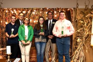 Gathered for the 4-H Spirit Award presentation are (l-r) Austin Quackenbush, Doug Crouse, Gina Anger, Caydance Means, Ernie Lopez and Declan West. Not pictured are Rachel O’Day and Demetreus Moutz. SUBMITTED PHOTO