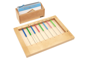 Sussex Montessori Charter School first- and second-graders, along with teacher Mason Falligant, developed the Decimal Fraction Bead Frame now being marketed by Alison’s Montessori. ALISONSMONTESSORI.COM PHOTO