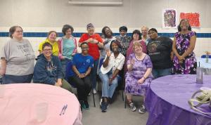 KSI Women of Empowerment members shown are in back (l-r) Judith Downing, Kayla Strohmeyer, Megan Behornar, Tina Niblett, Shiree Cannon, KSI Case Manager Nancy Warren, Suzanne Blackwell, Deborah Hrupsa, Natasha Burton and Na’Shauna Johnson. In front are Angelia Barnes, Darlene Murray, Annie Brown and Annie Momot. SUBMITTED PHOTO