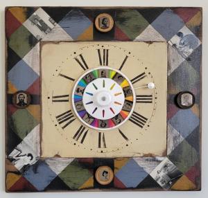 “The Family Game, Instructions Lost” by Tim Barton, mixed media, Sarah Ethel Tunnell Award, Best in Show 2023.