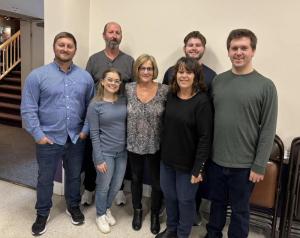 Carey family members attended the ceremony to honor their matriarch, Sandra Moore, who passed away Dec 3, 2023. “Sandy” was mother to Rich Carey, and grandmother to the three sons pictured. Mary-Beth Pepper has been a neighbor, friend and co-worker of Sandy and the Carey family for many years. Shown are in back (l-r) Richard Carey, Rich Carey, Austin Carey and Hunter Carey. In front are Sierra Snigier, Richard’s fiancée; Mary-Beth Pepper; and Terri Carey.