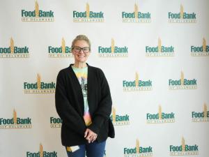 Kim Turner, vice president of communications for the Food Bank of Delaware, poses at the MLK Jr. Day of Service.