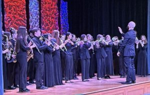 Under the direction of Chris Burkhart, Cape Henlopen High School Wind Ensemble gives a guest performance for the Coastal Concerts audience.