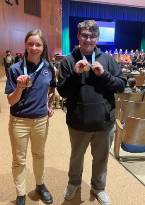 Sussex Academy students Eva Navitskaya, left, and Carpenter Cunningham earned eighth place in the Entomology event.