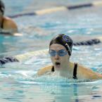 Freshman Kaitlin Philcox swims ahead of teammate Danielle Griffith in the breast stroke leg of the 200 meter individual medley BY DAN COOK