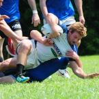 Rocky Gorge's Dustin Meehan dives for a try. BY DAN COOK