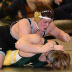 Cape's Nick Carroll pins Indian River's Spencer Sturia at 5:35 of the heavyweight match. BY DAN COOK