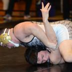Cape's Thomas Ott pins Sussex Tech's Joshua James at 1:33 of the 220-pound class. BY DAN COOK