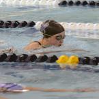 Cape freshman Sara Spicer scores points in the top 10 of the individual medley. BY DAN COOK