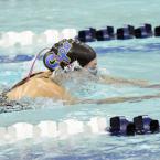 Sophomore Sarah Hyde wins the 100 breaststroke with a time of 1:17.63. BY DAN COOK