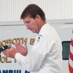 RBVFC President Ronnie Blizzard applauds fire company volunteers. BY DENY HOWETH