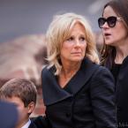 Dr. Jill Biden accompanies her family to the memorial service in Dover. BY JOEY MELVIN