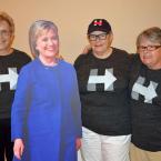 Shown posing with a Hillary Clinton cut-out are (l-r) Virginia resident Susan Long and Rehoboth Beach residents Susan Ball and Susan Delaney.