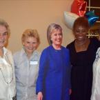 Posing with a Hillary Clinton cut-out are (l-r) Milton resident Mary Ann Stewart, Lewes resident Kerry Thalhein, Georgetown resident and President of the Sussex County Women’s Democratic Club Stacie Burton and Milton resident Sharon Hansen.