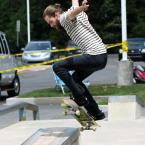 Dan Diamond gets a rail on the street course. He took the top finish in the Sponsored Street competition.