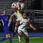 Caesar Rodney goalie Dillon Rahe snags a ball off a Cape corner kick.