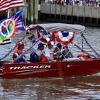 Sea Jay flies some tall flags as Capt. Frank Miller and friends head down the canal.