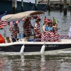 The Mary Jane sported a Christmas in July theme this year. Capt. Eric Mason and crew members Ann Marie and Michael Townshend, Jennifer Bull, and Tania and Rich Ferrandino mixed the Fourth with Dec. 25.