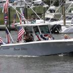 Billy Talbot captained the Carpe Diem, a 27-foot Sail Fish. No shortage of American spirit aboard.
