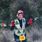 Karen Levin is all smiles despite the cold, running to a time of 38:27.