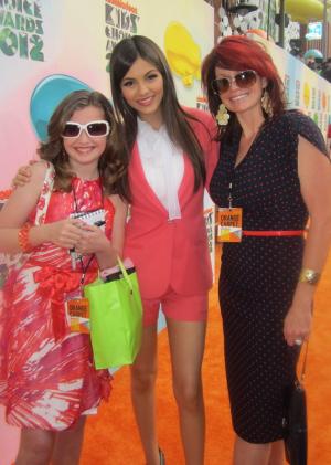 As the winner of a Nickelodeon contest to attend the Kids Choice awards, Madison Metcalfe, left, got to meet Victoria Justice with her mother, Celeste Metcalfe, right. SOURCE SUBMITTED